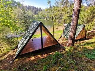 Кемпинги A-frames at lake Virėkšta Senasis Daugėliškis Шатер-1